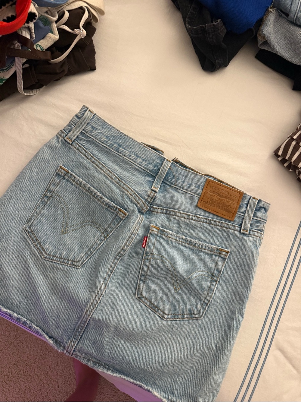 Levi's Light Blue Denim Mini Shorts Skirt